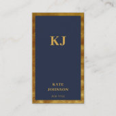Elegant Navy Blue Gold Monogram Initials Visitenkarte (Vorderseite)