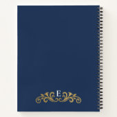 Elegant Navy Blue Gold Monogram Notizblock (Rückseite)