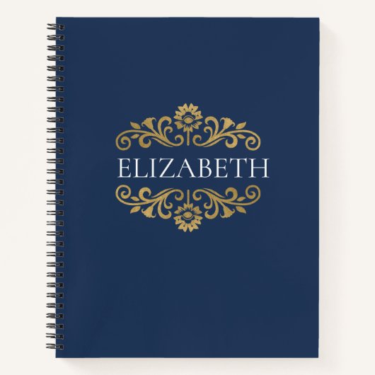 Elegant Navy Blue Gold Monogram Notizblock (Vorderseite)