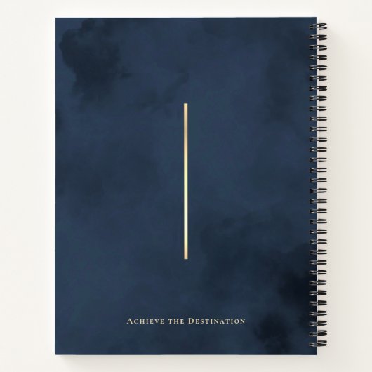 Elegant Navy Blue Gold Monogram Spiral Notizblock (Rückseite)