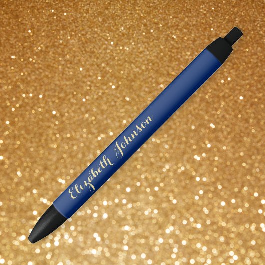 Elegant Navy Blue Gold Name Trendy Office Business Kugelschreiber