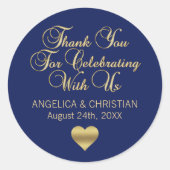 Elegant Navy Blue Gold Nautical Vielen Dank für Ih Runder Aufkleber (Vorderseite)