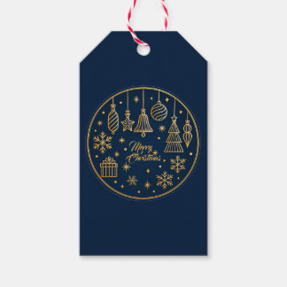 Elegant Navy Blue Gold Ornament Christmas Gift Tag Geschenkanhänger