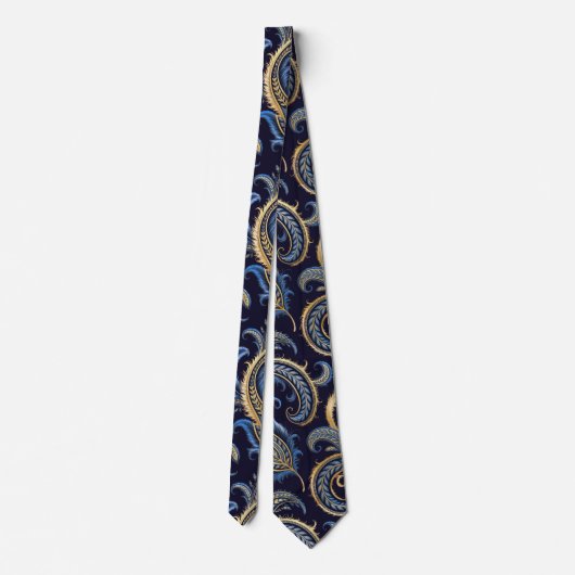 Elegant Navy Blue & Gold Paisley Krawatte - Classi (Rückseite)