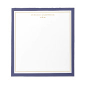 Elegant Navy Blue Gold Personalisiert Notizblock (Vorderseite)