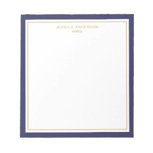 Elegant Navy Blue Gold Personalisiert Notizblock