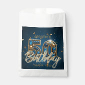 Elegant Navy Blue Gold Sapphire Gems 50th Birthday Geschenktütchen (Vorderseite)