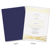Elegant Navy Blue Gold Script Boy Taufe Folieneinladung