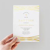 Elegant Navy Blue Gold Script Boy Taufe Folieneinladung