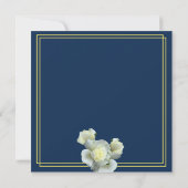 Elegant Navy Blue Gold Script White Rose Hochzeit Save The Date (Rückseite)