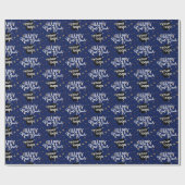Elegant Navy Blue Gold Star Happy New Year Branded Geschenkpapier (Flach)