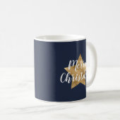 Elegant Navy Blue Gold Star Weihnachten Kaffeetasse (VorderseiteRechts)