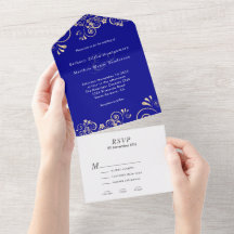 Elegant Navy Blue Gold Swirl Hochzeit