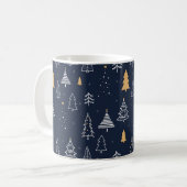 Elegant Navy Blue & Gold Tree Weihnachten Kaffeetasse (Vorderseite Links)