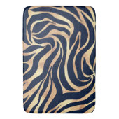 Elegant Navy Blue Gold Zebra Print Badematte (Vorderseite Vertikal)