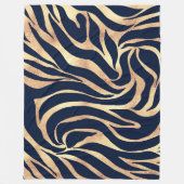 Elegant Navy Blue Gold Zebra Print Fleecedecke (Vorderseite)