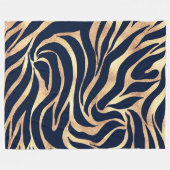 Elegant Navy Blue Gold Zebra Print Fleecedecke (Vorderseite (Horizontal))