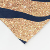 Elegant Navy Blue Gold Zebra Print Fleecedecke (Ecke)