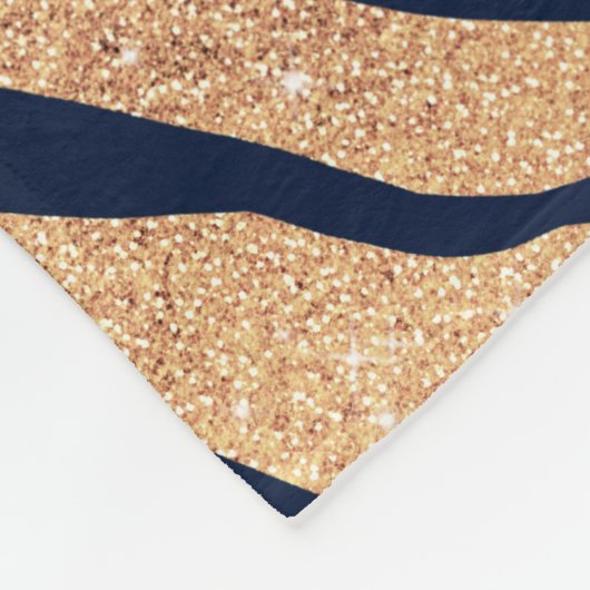 Elegant Navy Blue Gold Zebra Print Fleecedecke (Ecke)