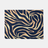 Elegant Navy Blue Gold Zebra Print Fußmatte (Vorderseite)