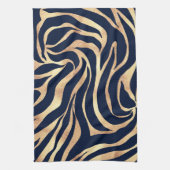 Elegant Navy Blue Gold Zebra Print Geschirrtuch (Vertikal)