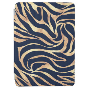 Elegant Navy Blue Gold Zebra Print iPad Air Hülle