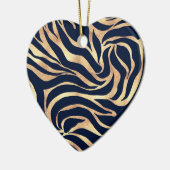 Elegant Navy Blue Gold Zebra Print Keramik Ornament (Links)