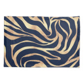 Elegant Navy Blue Gold Zebra Print Kissenbezug (Rückseite-Links)