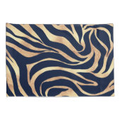 Elegant Navy Blue Gold Zebra Print Kissenbezug (Rückseite-Rechts)