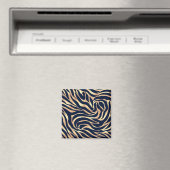 Elegant Navy Blue Gold Zebra Print Magnet (In Situ (Geschirrspüler))