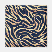 Elegant Navy Blue Gold Zebra Print Magnet (Vorne)