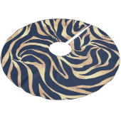 Elegant Navy Blue Gold Zebra Print Polyester Weihnachtsbaumdecke (Schrägansicht)