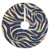 Elegant Navy Blue Gold Zebra Print Polyester Weihnachtsbaumdecke (Vorderseite)