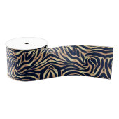 Elegant Navy Blue Gold Zebra Print Ripsband (Spule)