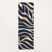 Elegant Navy Blue Gold Zebra Print Yogamatte (Vorderseite)