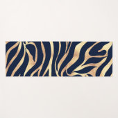 Elegant Navy Blue Gold Zebra Print Yogamatte (Vorderseite (Horizontal))