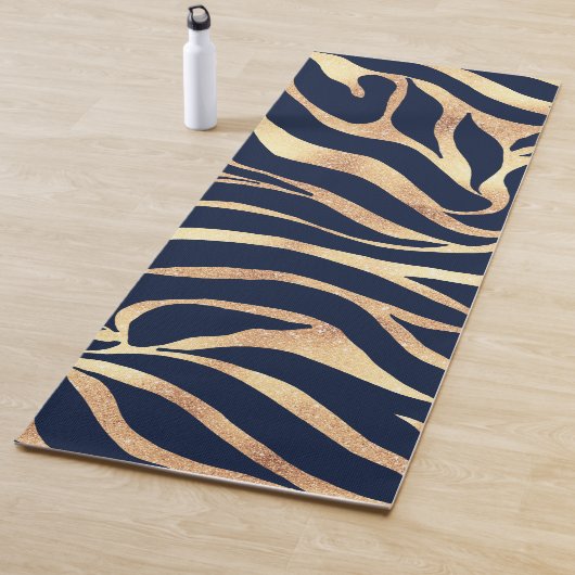 Elegant Navy Blue Gold Zebra Print Yogamatte (Beispiel)