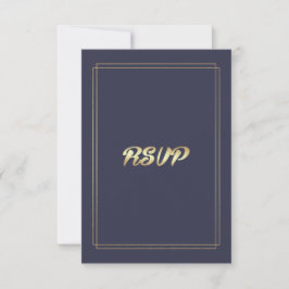 Elegant Navy Blue | Goldhochzeit RSVP Karte