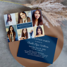 Elegant Navy Blue Graduation Party Foto Collage