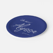 Elegant Navy Blue Graduation Party She Did It Pappteller (Schrägansicht)