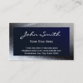 Elegant Navy Blue Gray Metallic Beruflich Visitenkarte (Rückseite)