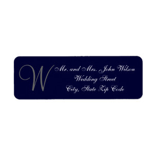 Elegant Navy Blue Gray Monogram Wedding Einladung