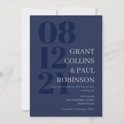 Elegant Navy Blue Gray Typografy Einladung (Vorderseite)