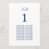Elegant Navy Blue Guest Names Table Card (Rückseite)