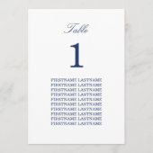 Elegant Navy Blue Guest Names Table Card (Vorderseite)