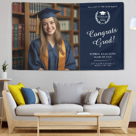 Elegant Navy Blue Herzlichen Glückwunsch Graduate Banner