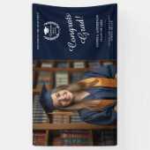 Elegant Navy Blue Herzlichen Glückwunsch Graduate Banner (Vertikal)