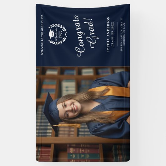 Elegant Navy Blue Herzlichen Glückwunsch Graduate  Banner (Vertikal)