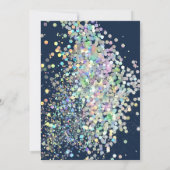ELEGANT NAVY BLUE HOLOGRAPHIC PASTEL WEDING EINLADUNG (Rückseite)