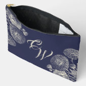 Elegant Navy Blue Ivory Floral Mum's Initials Zubehörtasche (Offen)